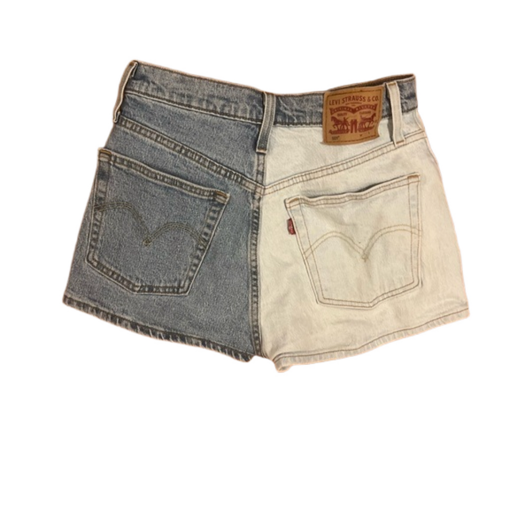 Levi's Two-Tone Denim Shorts - Blue and White - Picture 3 of 3